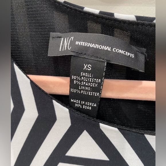 INC NWT Black/White/Pink Geometric Pattern Dress XS - Picture 4 of 4